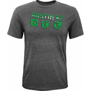 Kids Austin FC Soccer TShirt Dark Gray Short Sleeve Graphic Tee Medium